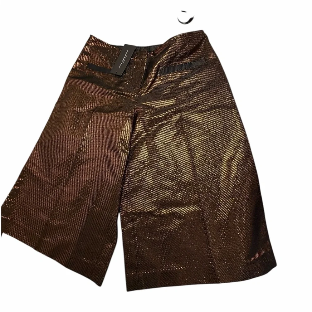 NWT Atos Lombardini Metallic Brown Wide-Leg Bermuda Women’s Shorts Sz 40 - Picture 2 of 15